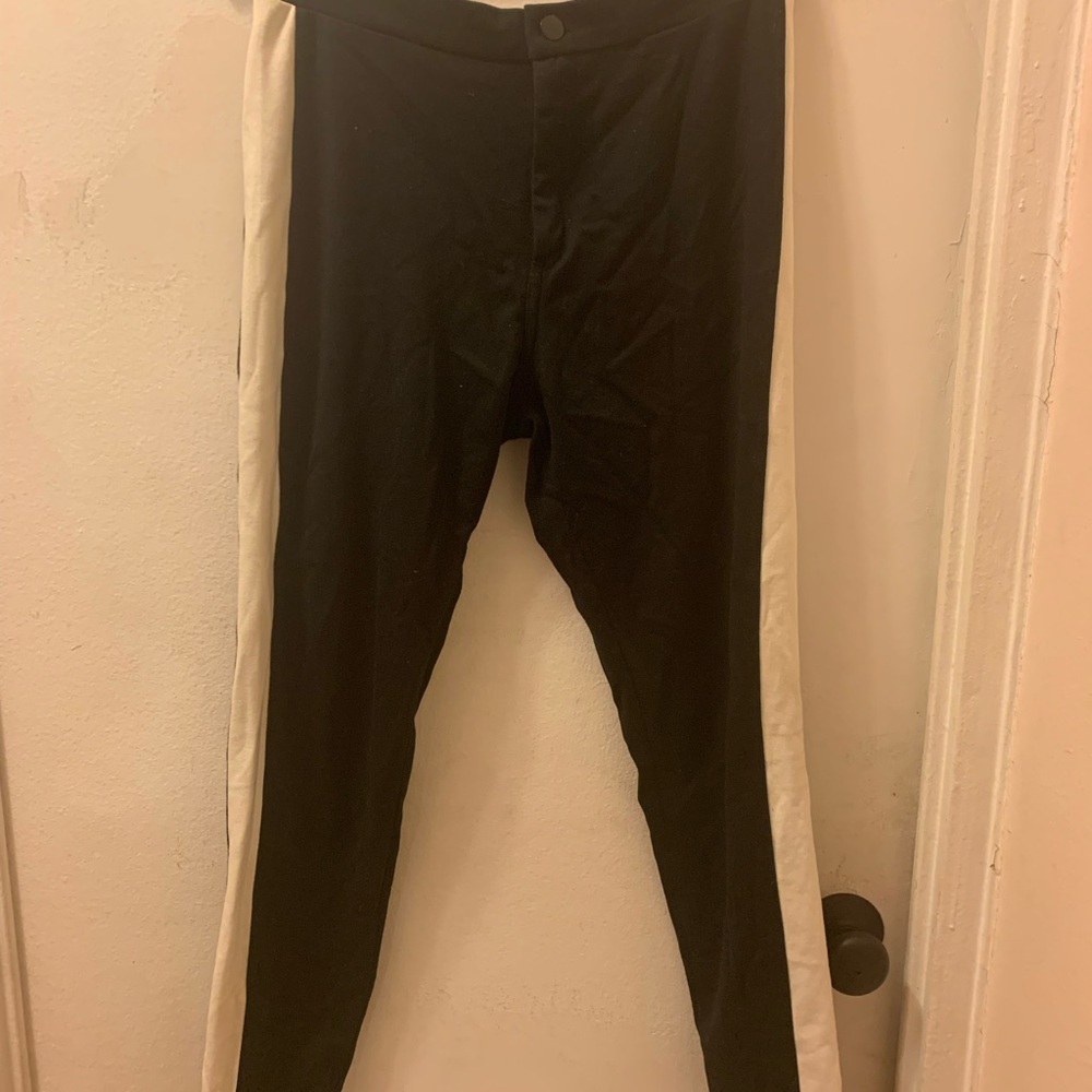 Black With White Strips Pants, size L